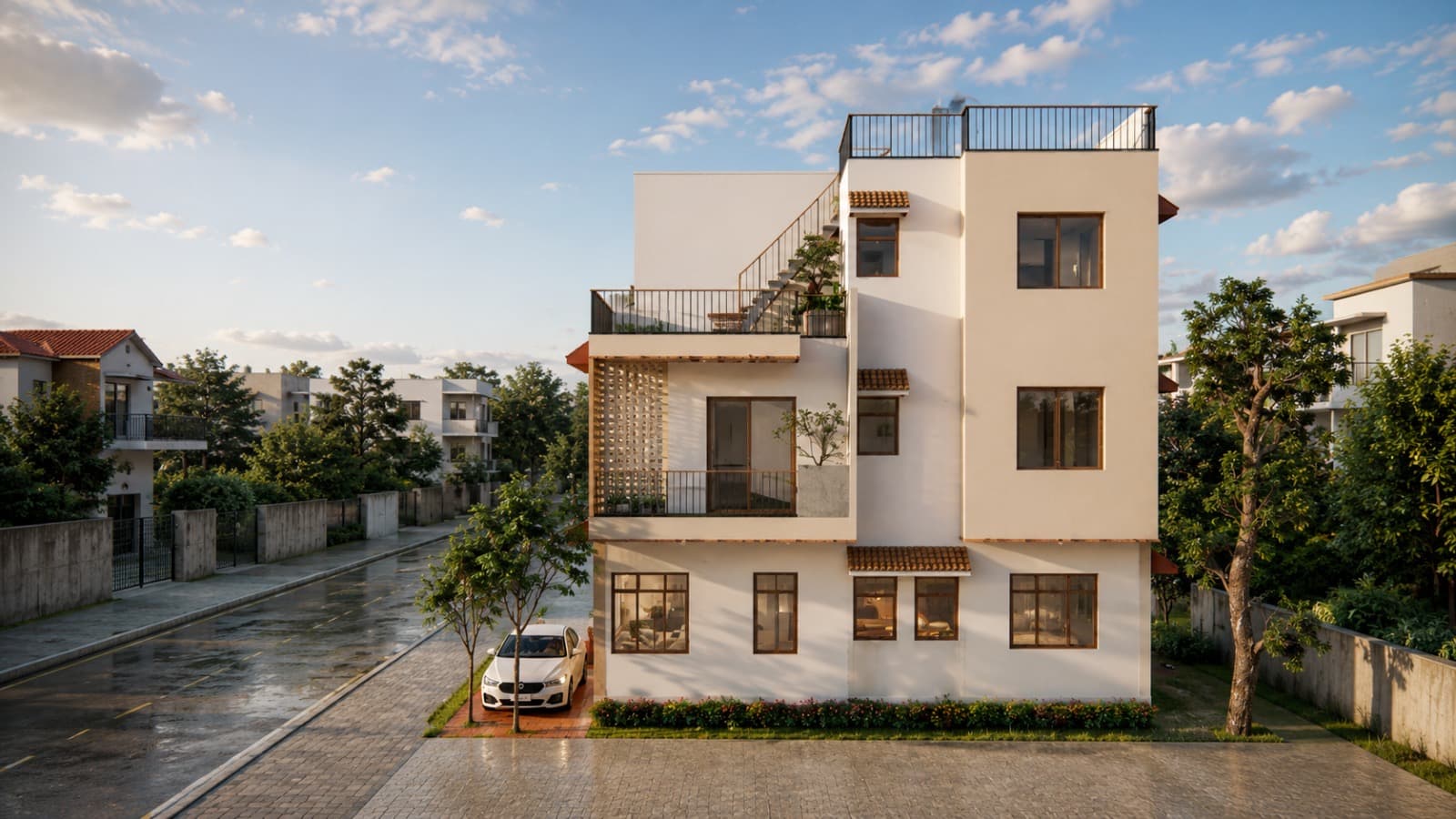 Architectural rendering — residential study by Arzoo Joshi, Kathmandu
